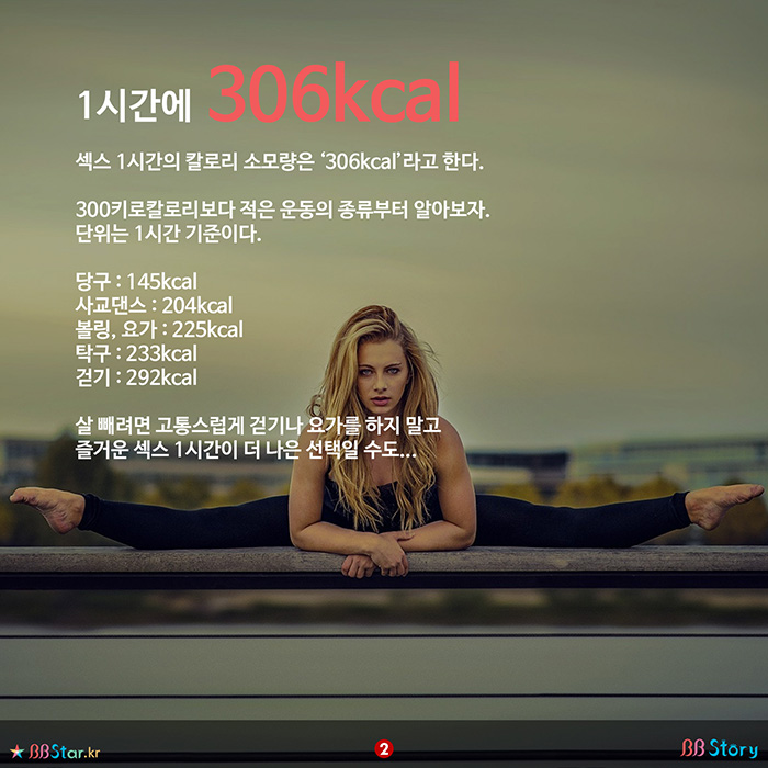 비비스토리, BBStory, 섹스 1시간에 306kcal 소모