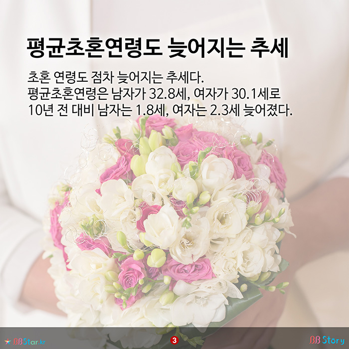 비비스토리 BBStory, 평균초혼연령도 갈수록 늦어지는 추세