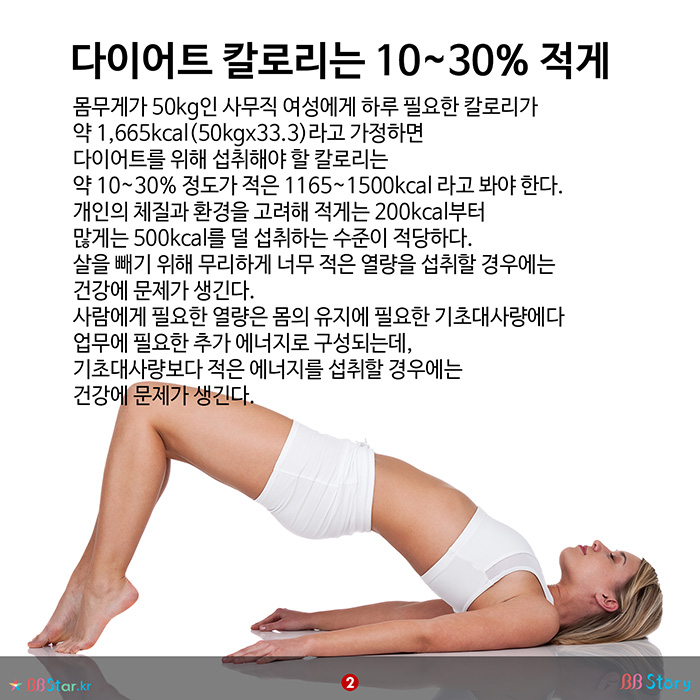 비비스토리, BBStory, 다이어트 칼로리는 10~30% 적게