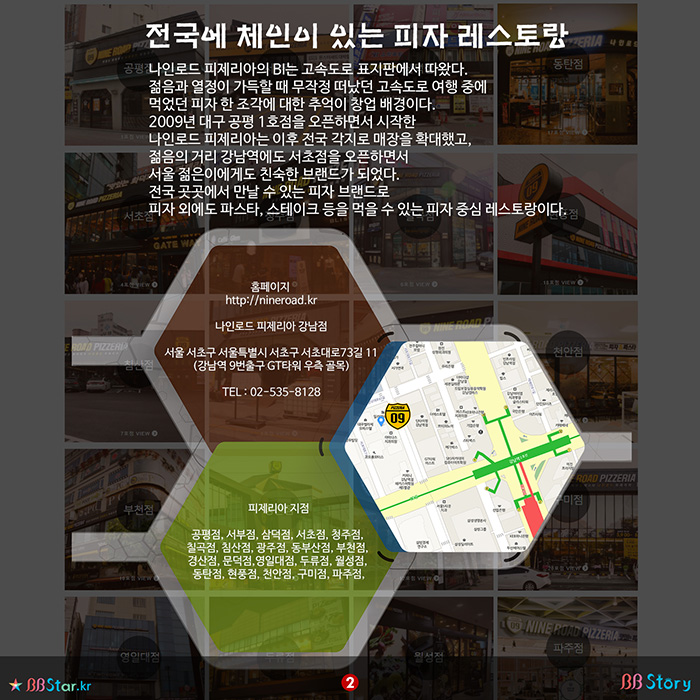 비비스토리, BBStory, 나인로드 피제리아, 전국에 체인이 있는 피자 레스토랑