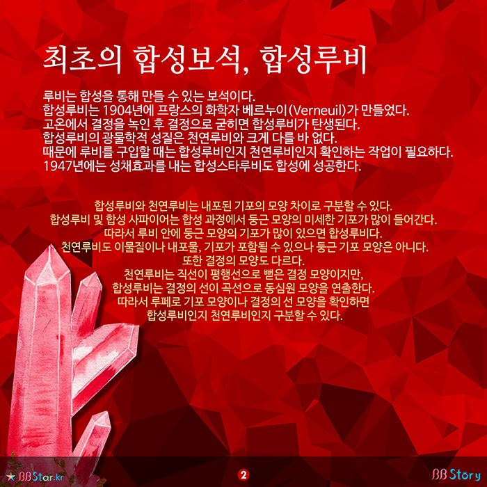 비비스토리, BBStory, 최초의 합성보석, 합성루비