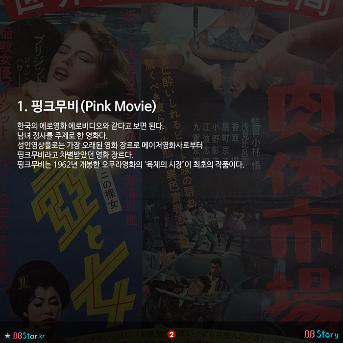 비비스토리, BBStory, 일본 성인영상물 역사와 종류, 1. 핑크무비(Pink Movie)