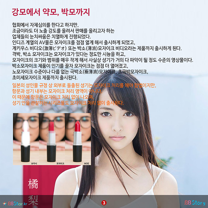 비비스토리, BBStory, AV 모자이크의 종류, 강모에서 약모, 박모까지