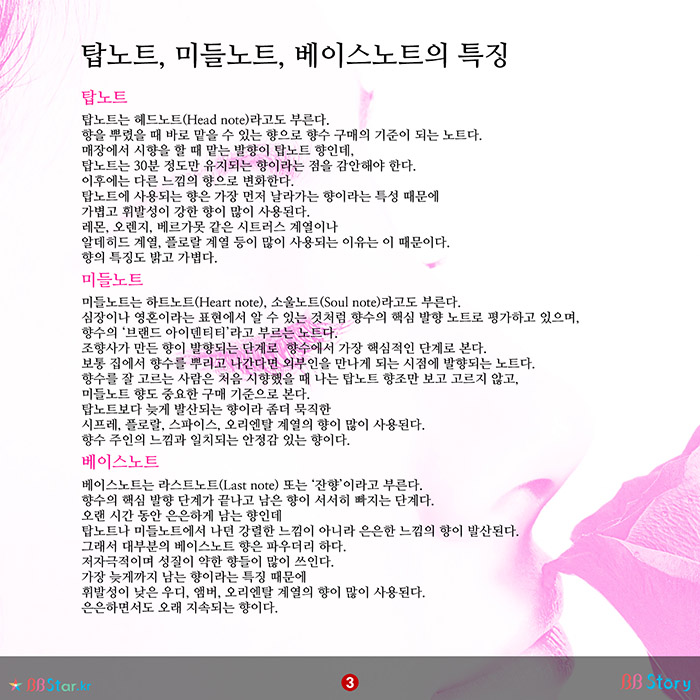 비비스토리, BBStory, 탑노트, 미들노트, 베이스노트, 향수 노트