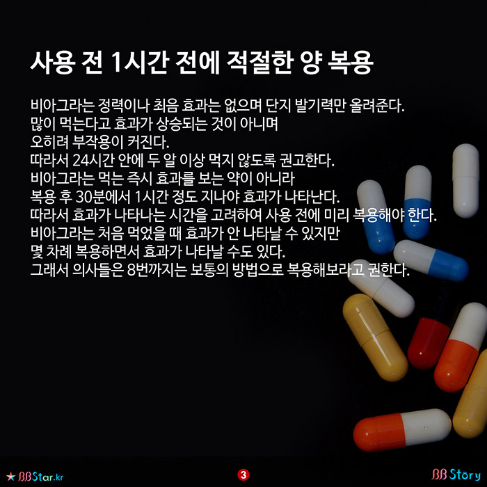 비비스토리, BBStory, 비아그라에 대한 오해와 진실, 비아그라 복용법 사용 전 1시간 전에 적절한 양 복용
