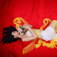 비비스타 화보 모델, 빈서연, binseoyeon, 스튜디오촬영, 빨간배경, 시스루 슬립 컨셉