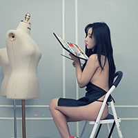 비비스타 화보 모델, hyejin, 혜진, hyejin, 앞치마 누드 화가 컨셉, 스튜디오 촬영