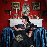 비비스타 화보모델, 미스비비, leeujin, 이유진, 스튜디오촬영, 크롭저고리 흰치마 가슴노출 섹시 한복 컨셉