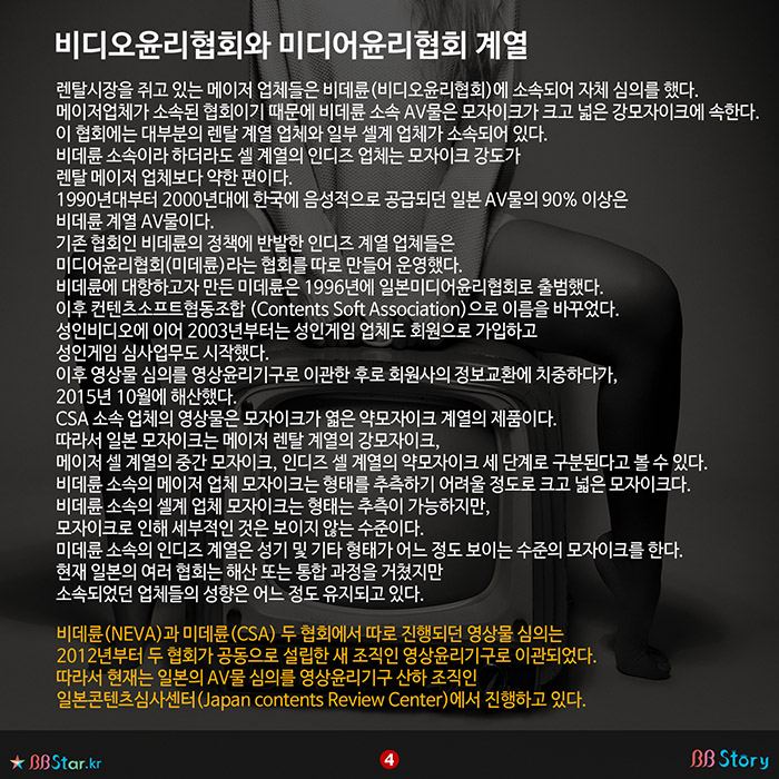 비비스토리, BBStory, AV 모자이크의 역사, 비디오윤리협회와 미디어윤리협회 계열