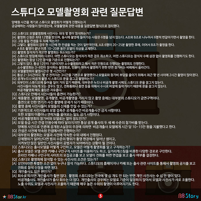 비비스토리, BBStory, 스튜디오 모델촬영회 관련 질문답변